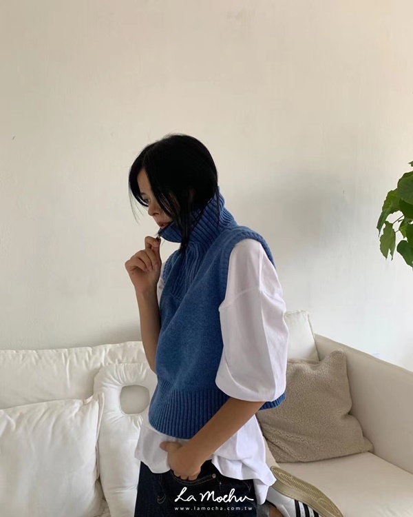 螺紋拉鍊針織背心